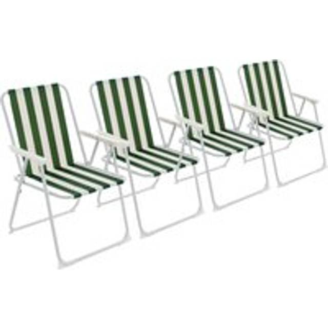 Folding Metal Beach Chairs Pack of 4 - Green - One Size