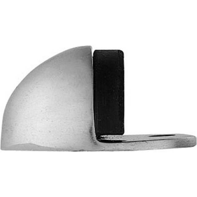 Floor mounted Oval Doorstop 44 x 22mm Satin Chrome Half Moon Stopper