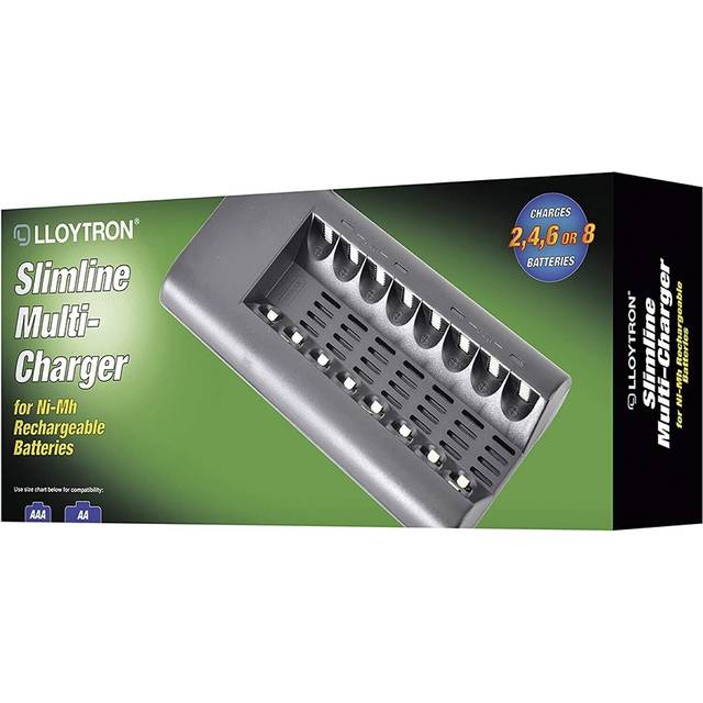 Lloytron Slimline 8x AA/AAA Multi-Charger for NiMH Batteries