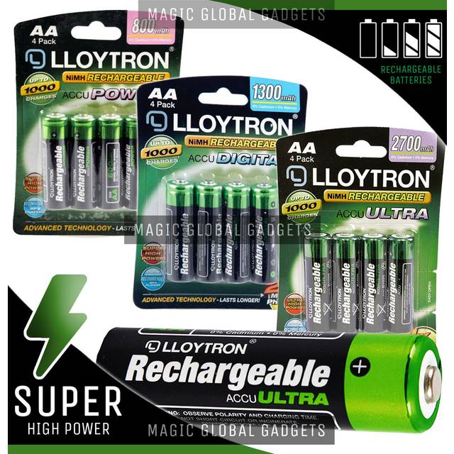 Lloytron ACCU DIGITAL AA HR06 Ni-Mh Rechargeable Batteries 1300mAh - 4 Pack