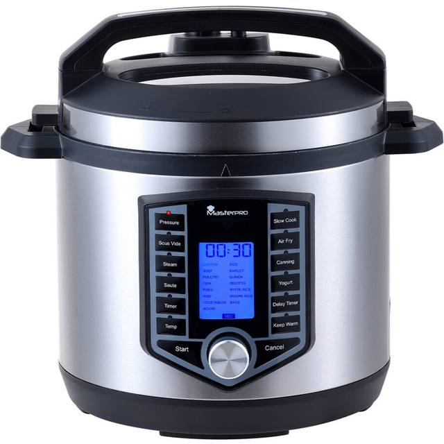 12-in-1 MasterPro Stainless Steel Multi-Cooker Air Fryer with 1500W Power and 6-Litre Capacity - Black