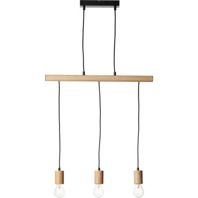 Endon 101678 Sven 3 Light Pendant Matt Black &amp; Natural Wood
