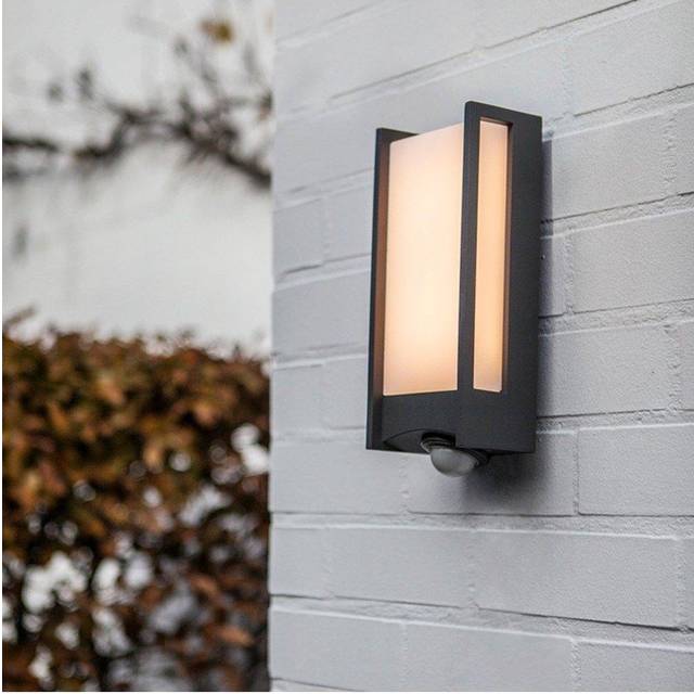 'Marla' Dark Grey Rectangular Motion Sensor LED Wall Light - One Size