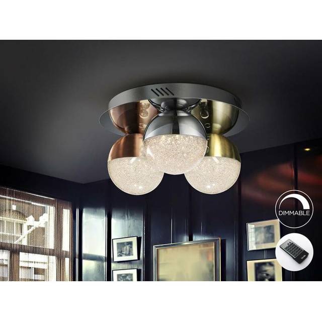Schuller Sphere - Integrated LED Dimmable Flush Ceiling Light with Remote Control Chrome, Brass, Copper
