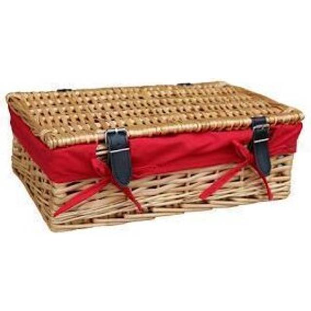 40cm Empty Wicker Rectangular Gift Basket - Red