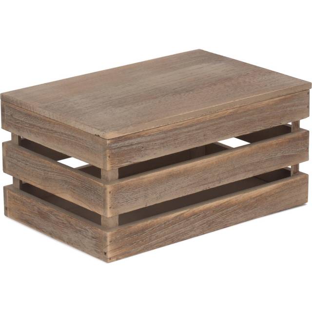 Oak Effect Slatted Lidded Wooden Storage Box - Small