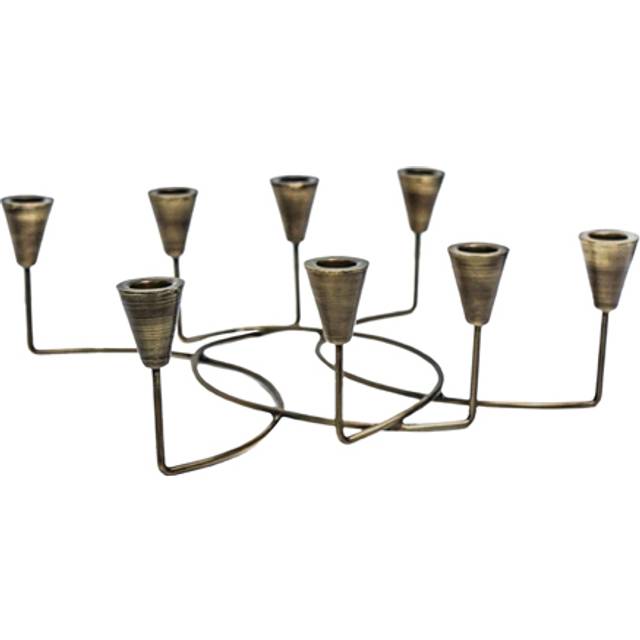 Ivyline Antique Bronze Circular 8 Pc Candle Holder H12cm W34cm, Brown