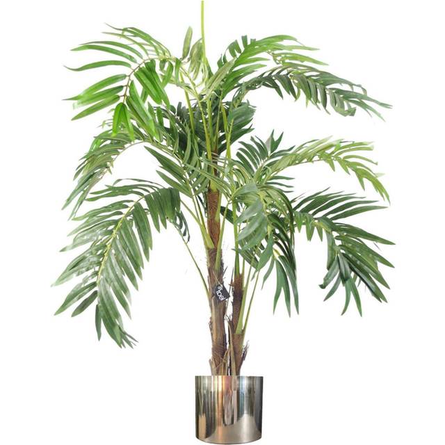 Leaf - 120cm Realistic Artificial palm tree with pot with Silver Metal Planter