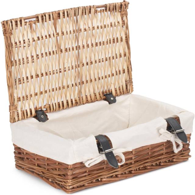 40cm Empty Wicker Rectangular Gift Basket - White