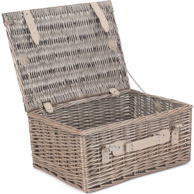 Wicker 40cm Antique Wash Picnic Basket - Grey - One Size