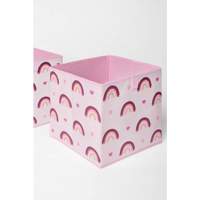 OHS Rainbow Print Cube Storage Boxes, Blush - 2 Pack - Pink