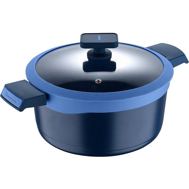 MasterPro Casserole Pot With Glass Lid Colour Aluminium Oven Dish - Blue - 4.5L