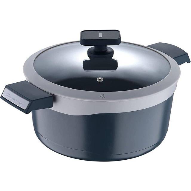 MasterPro Casserole Pot With Glass Lid Colour Aluminium Oven Dish - Grey - 4.5L