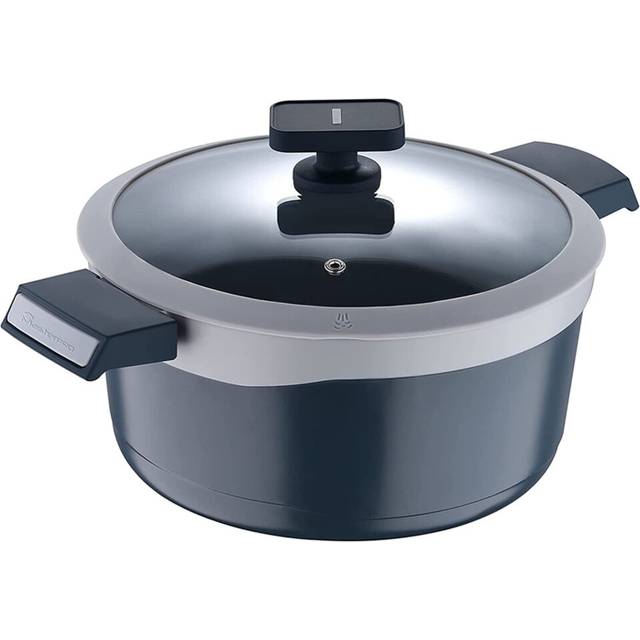 MasterPro Casserole Pot With Glass Lid Colour Aluminium Oven Dish - Grey - 7.0L