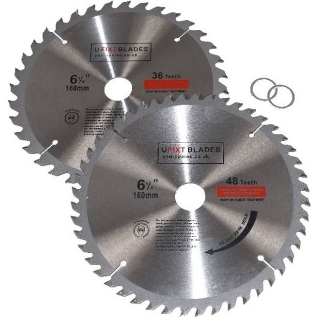 Ufixt - Circular Saw Blades 160mm x 20mm tct Tungsten Carbide Teeth 36 and 48 Tooth Twin Pack
