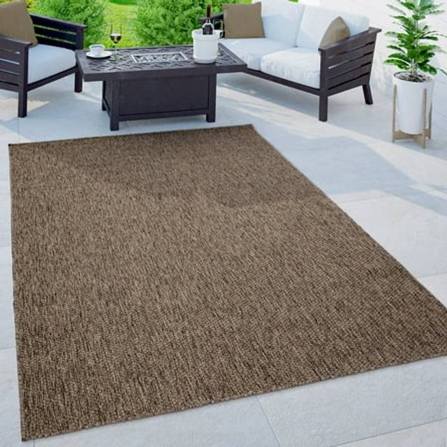 Paco Home Matta Utomhus Balkong Terrass Köksmatta Enfärgad Melerat Mönster, Storlek:140x200 cm, Färg:Taupe