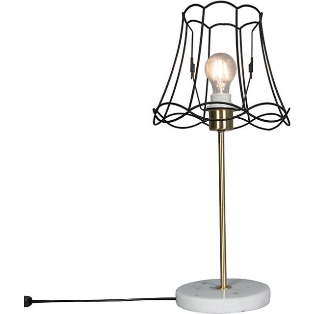 Retro bordslampa mässing med Granny ram svart 25 cm - Kaso