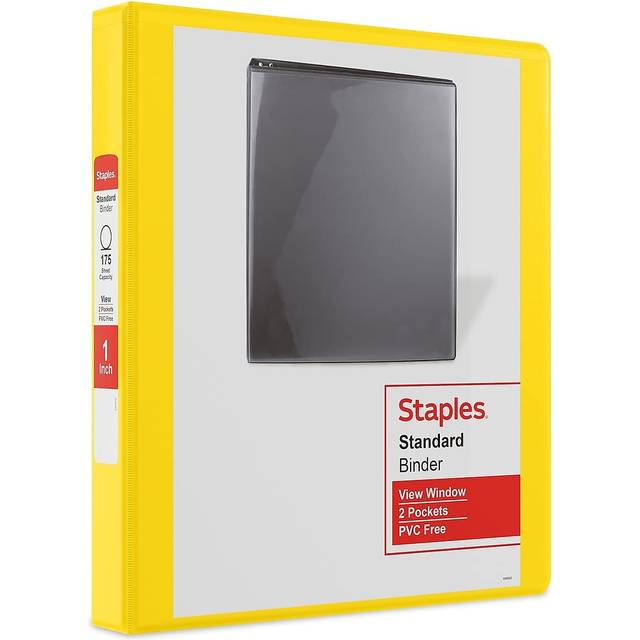 Staples Standard 1 3-Ring View Binder  Yellow