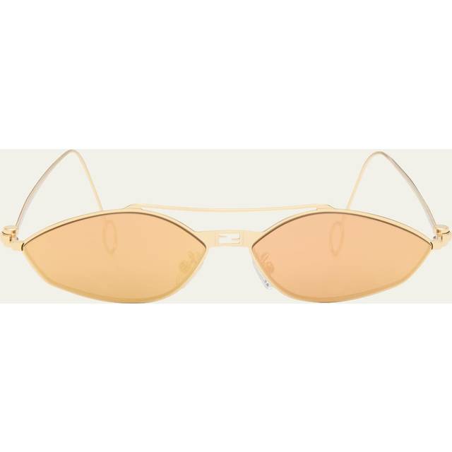 Fendi, Sunglasses, female, Yellow, 57 MM, Geometric Sunglasses with Gold Chain