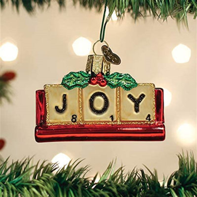 Old World Christmas Ornaments Joyful Scrabble Glass Blown Ornaments for Christmas Tree
