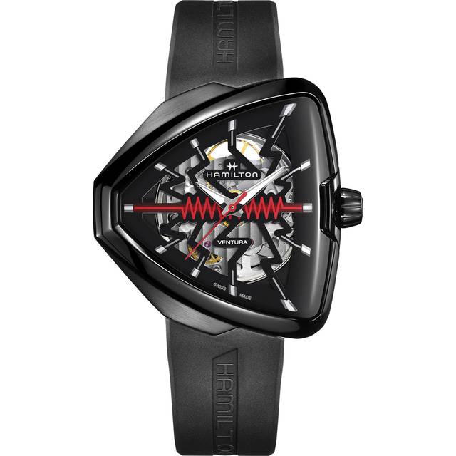 Hamilton Ventura Elvis80 Skeleton Automatic Black PVD Case Black Dial Rubber Strap Men's Watch H24535331