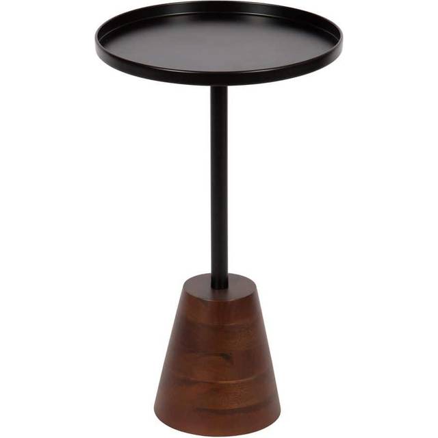 Kate and Laurel Tira Elegant Round Side Table  14 x 24  Black Agate and Gold  Modern Glam Circular End Table with One-of-a-Kind Natural Stone Tabletop