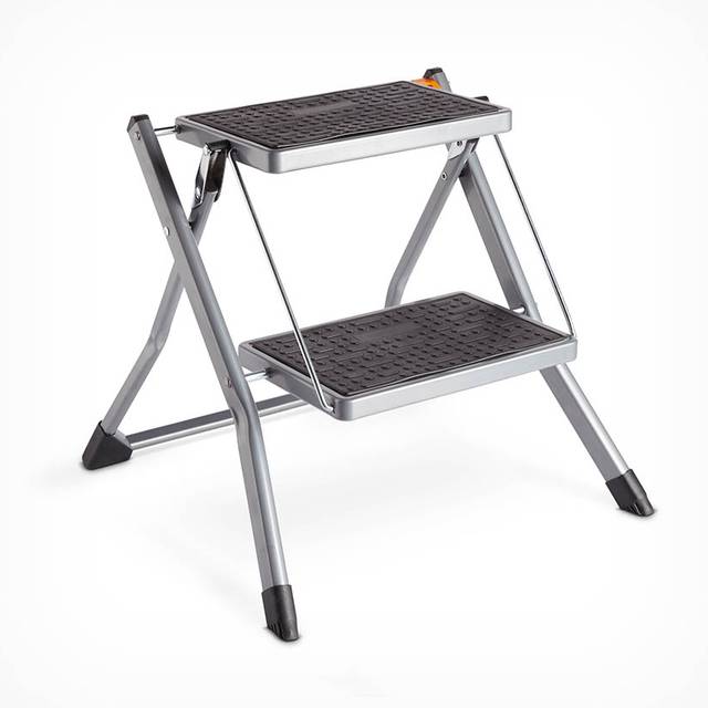2-Step Steel Step Stool with 330 lb. Load Capacity - Black;Silver