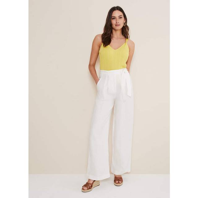 White Aaliyah Linen Tie Trousers (14)