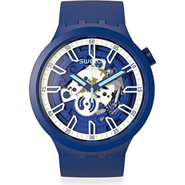 Swatch Unisex Iswatch Blue & White Dial Watch SB01N102 - Skeleton