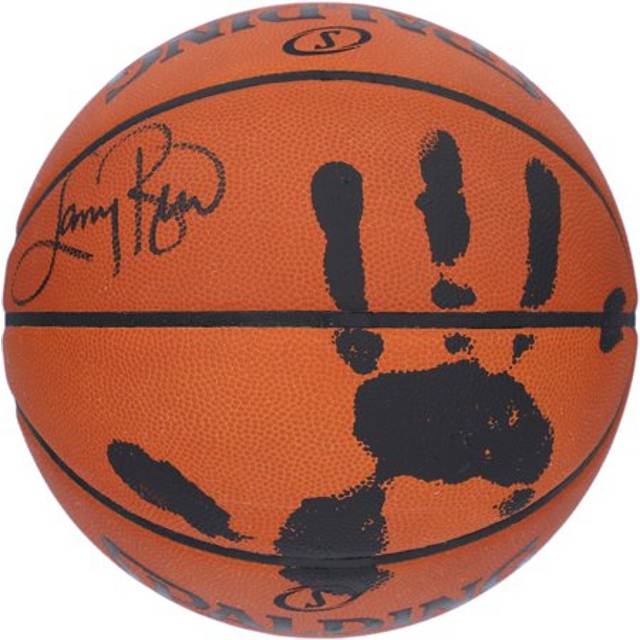 Larry Bird Boston Celtics Autographed Spalding Indoor/Outdoor Basketball with Black Acrylic Hand Print