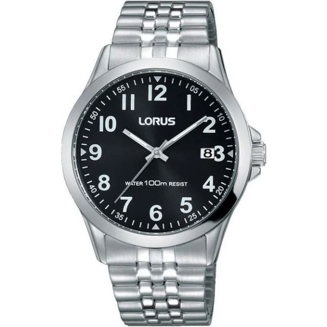 Lorus Classic herrklocka rostfritt stål med metallband, svart, Klassisk