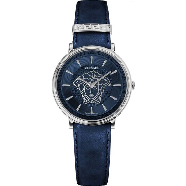 VERSACE Damarmbandsur V cirkel läderarmband svart VE81016 19