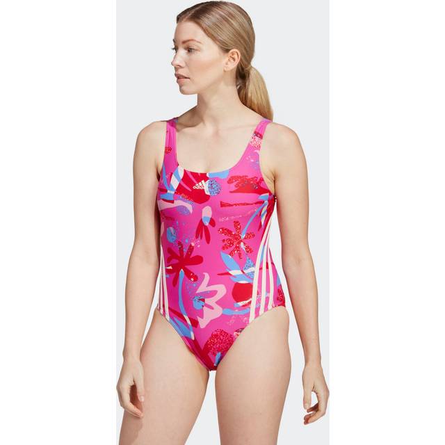 Floral 3-Stripes Swimsuit - Lucid Fuchsia / Wonder Quartz