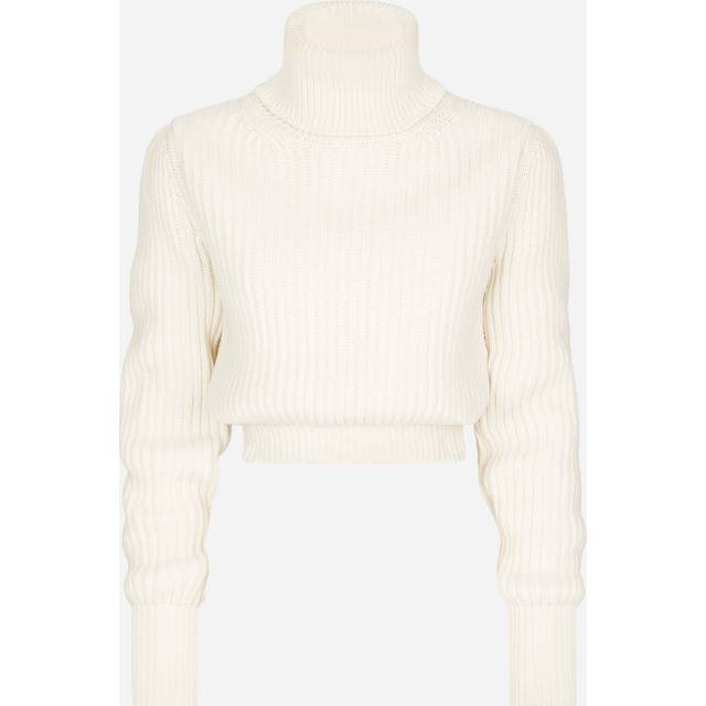 Dolce & Gabbana Wool Fisherman’s Rib Turtle-neck Sweater With Dg Logo - Woman Sweaters And Cardigans White Wool 44