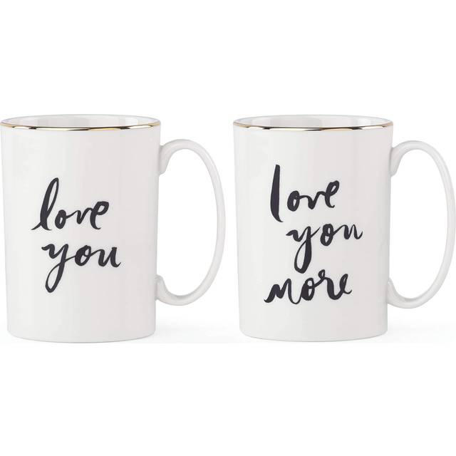 kate spade new york Love You Porcelain Mugs, Set of 2, 355ml, White