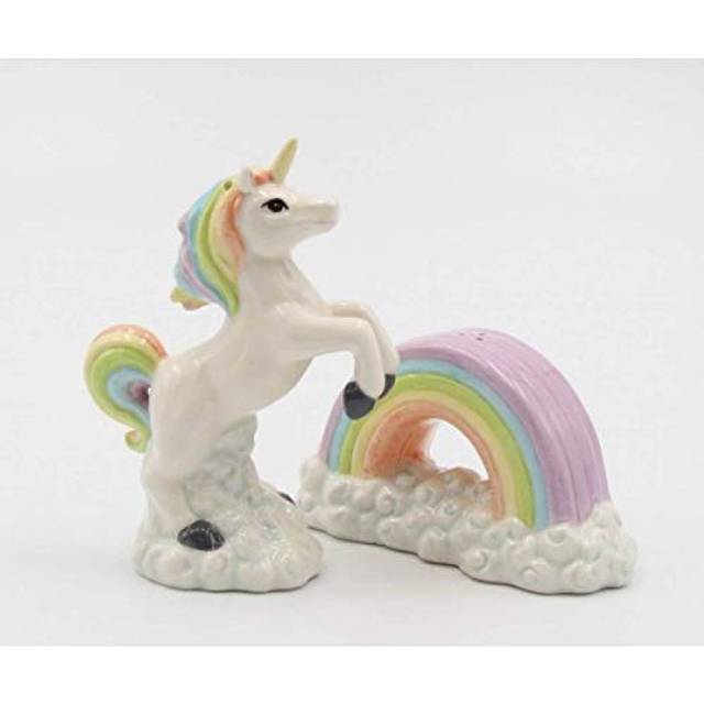 Cosmos Gifts Unicorn Over The Rainbow Salt and Pepper Shaker, White