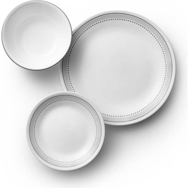 Corelle 18-piece Dinner Set, Mystic Grey, Service for 6, Chip Resistant Dinnerware, includes 26cm dinner plates, 17cm salad / side plates and 530ml so