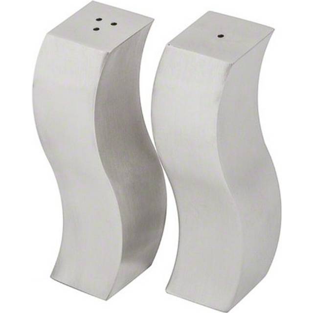 American Metalcraft DXP4 4 oz Wavy Salt and Pepper Shakers Silver  1 Sq x 4 H