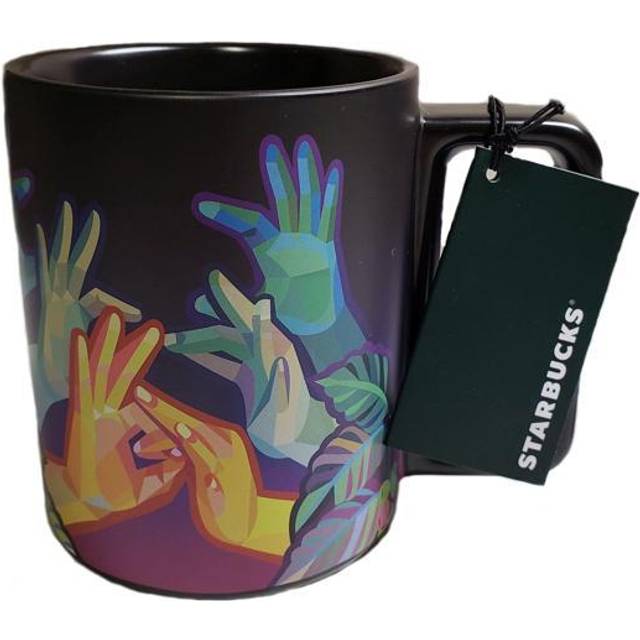 Starbucks American Sign Language ASL Hand Movements Coffee Mug  12 Oz
