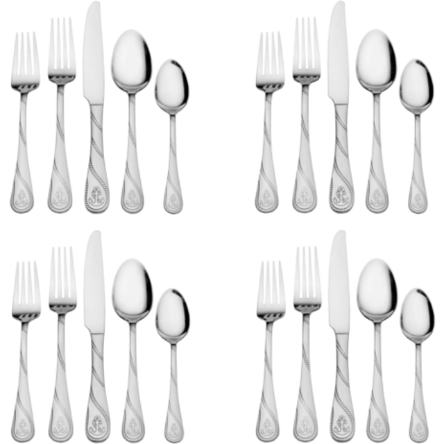 Towle Everyday Anchor Flatware Service for 4  20 Piece Set  180 Stainless Steel  Silverware Set