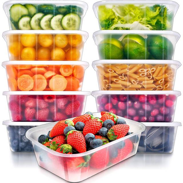PrepNaturals 10 Pack Meal Prep Containers - 10 Pack of 25 Oz 100% BPA-free Plastic Food Storage Containers with Lids - Reusable Plastic Containers wit