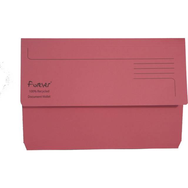Forever Exacompta Forever Document Wallet Manilla Foolscap Half Flap 290gsm Pink - pink
