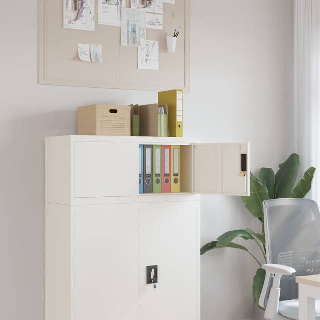 Vidaxl File Cabinet White 90X40X40 Cm Steel, White