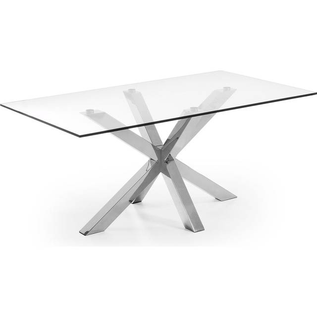 Argo glass table with stainless steel legs 180 x 100 cm - Clear