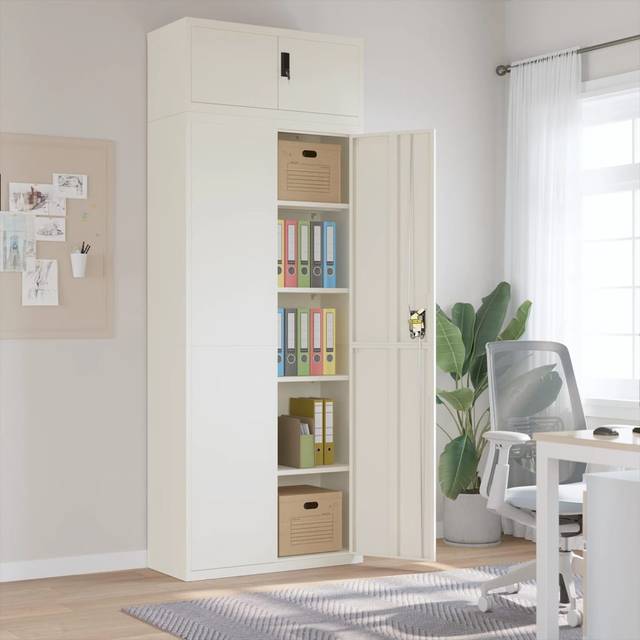 Vidaxl File Cabinet White 90X40X240 Cm Steel, White