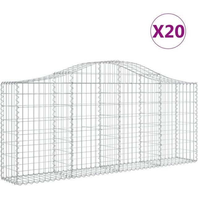 Arched Gabion Baskets 20 pcs 200x30x80/100 cm Galvanised Iron vidaXL
