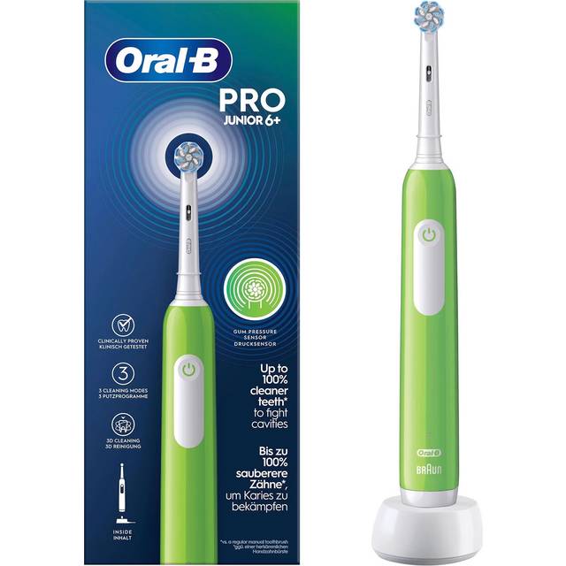Oral-B Junior eltandborste, 1 Grön handtag 1 borsthuvud, Designed By Braun, från 6 År