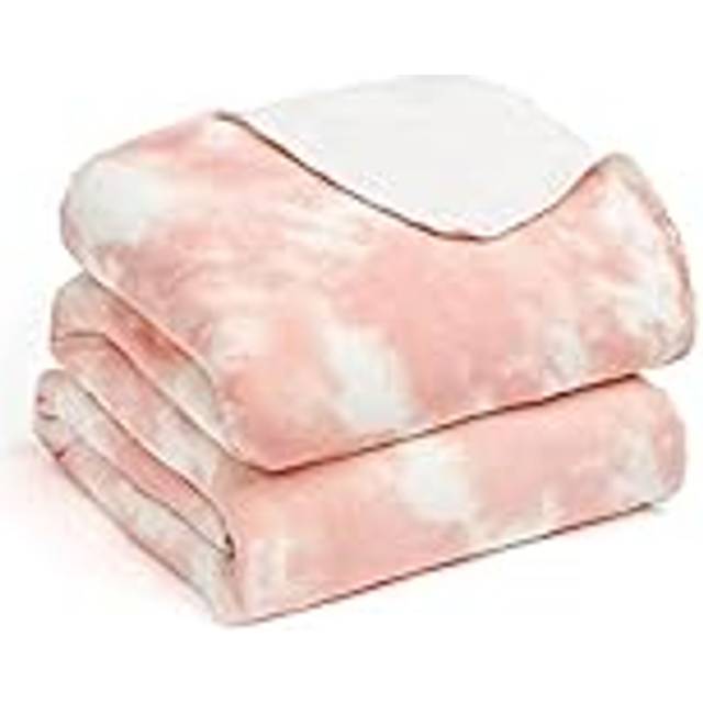 Dreamscene Tie Dye Soft Fleece Throw Blanket Bedspread - Pink