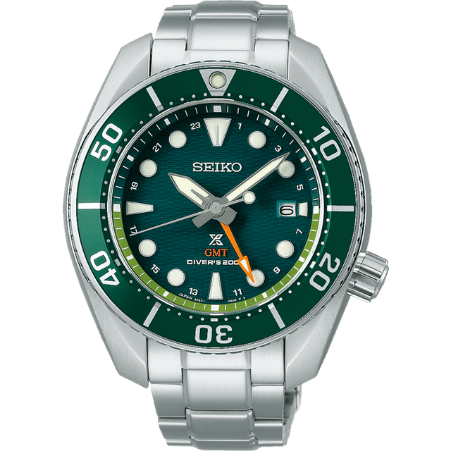Seiko Prospex Sea Aqua Sumo GMT Green Dial Solar Diver&#39;s SFK003J1 200M Men&#39;s Watch