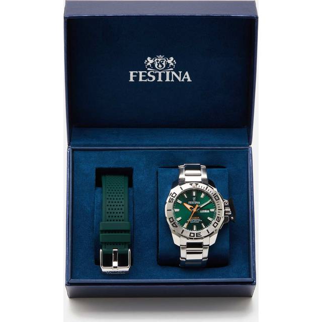 Festina Diver Stainless Steel Green Dial Quartz F20665-2 200M Men&#39;s Watch With Extra Strap